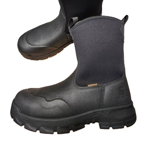 Carhartt Kentwood Steel Toe Work Boots – Men’s 8.5 Black Waterproof Wellington - Picture 1 of 14